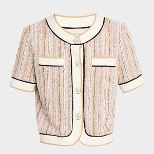 Ramy Brook  Sterling Striped Knit Short-Sleeve Jacket